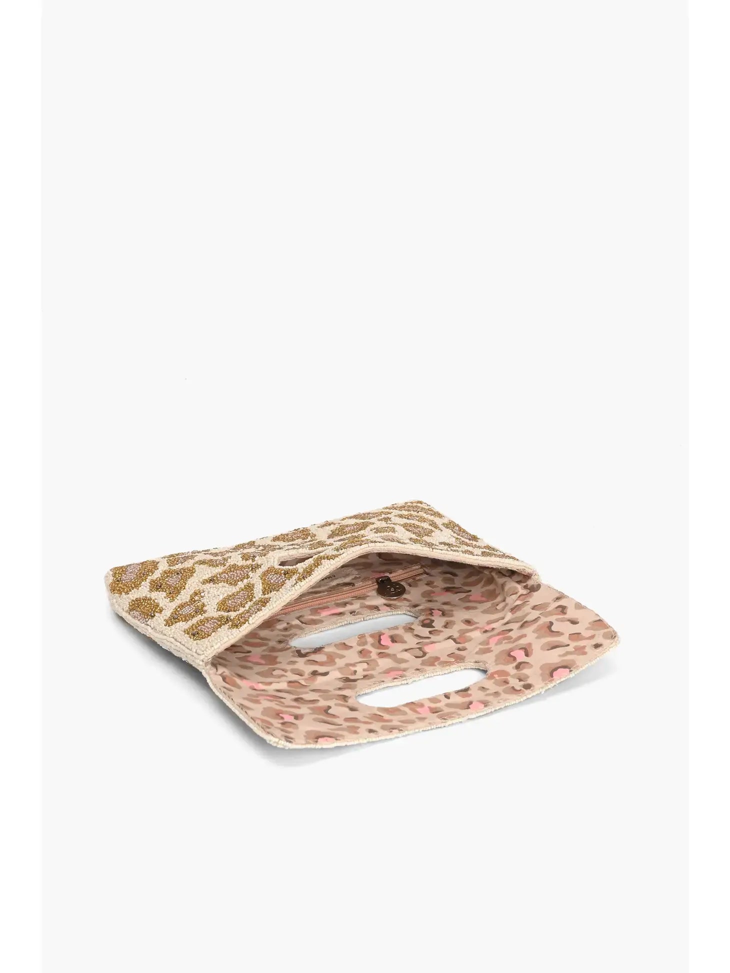 America and Beyond Rose Gold Leopard Clutch