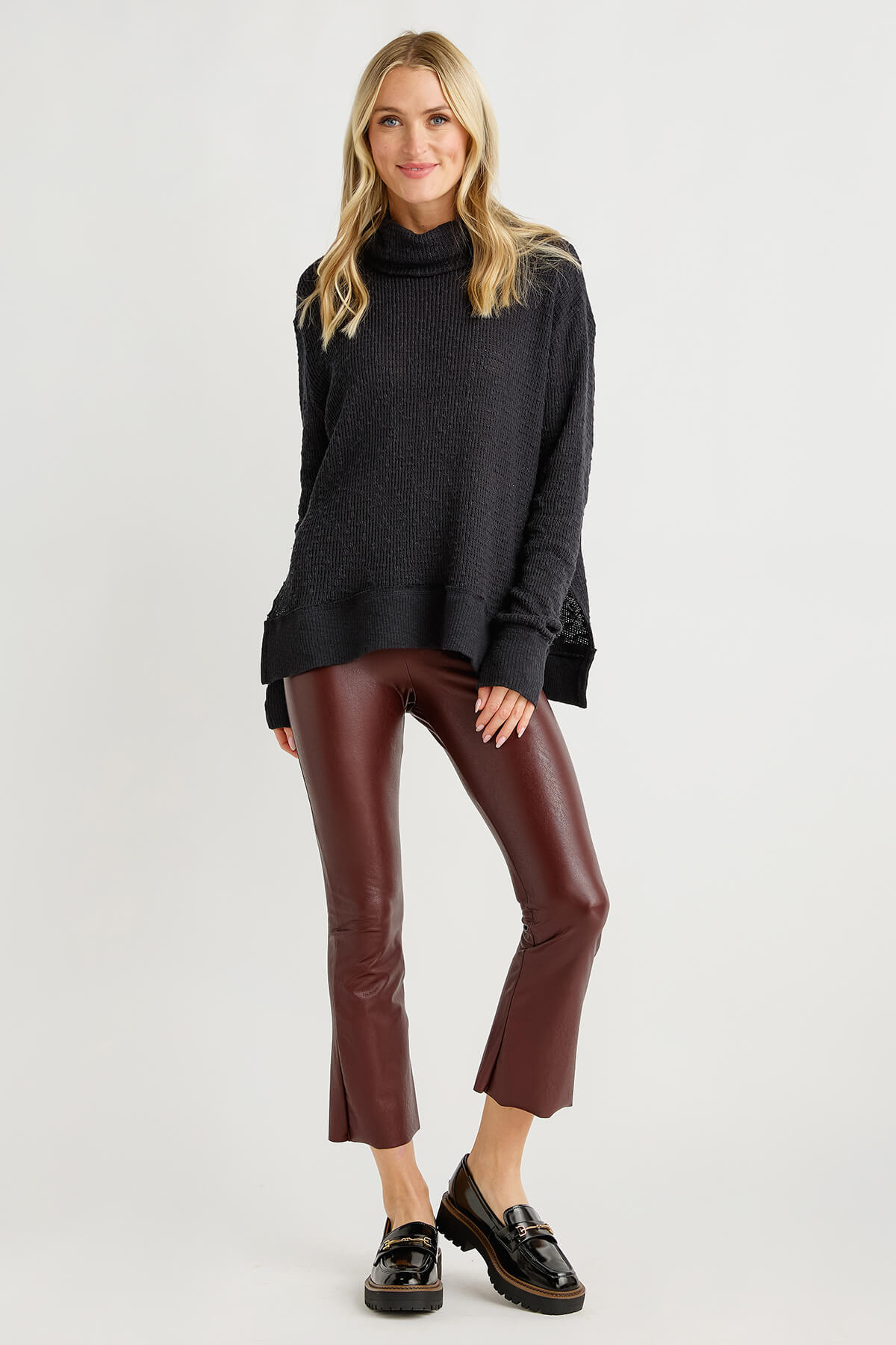 Commando Cropped Faux Leather Flare Leggings