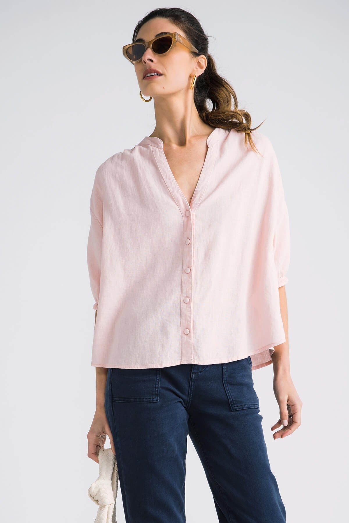 Risen Split Neck Linen Top