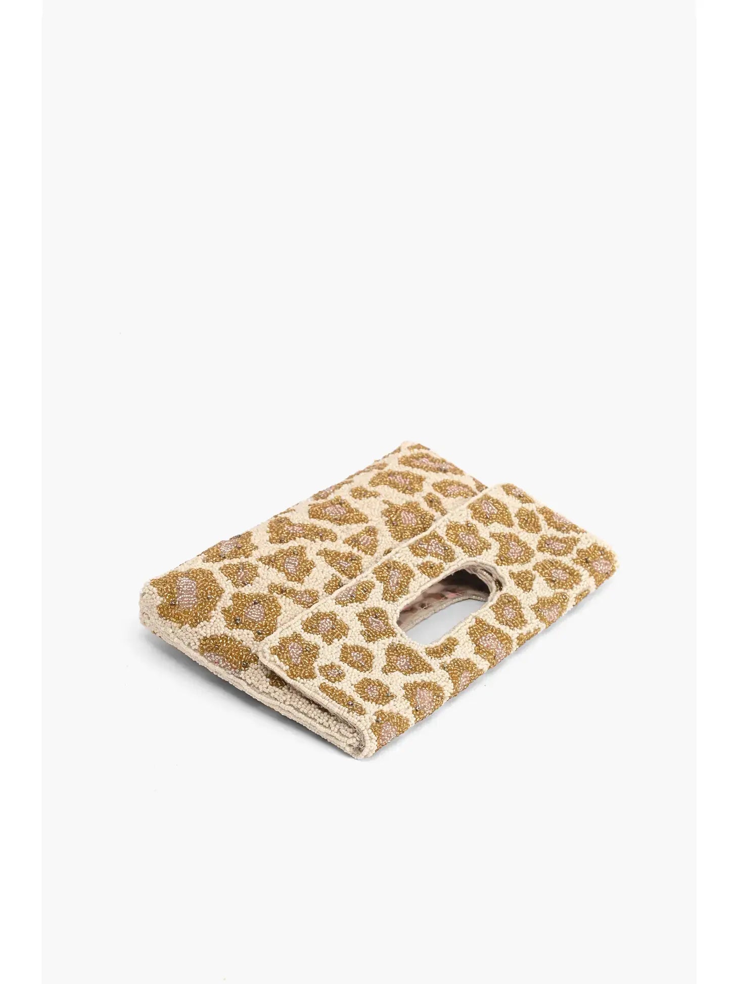 America and Beyond Rose Gold Leopard Clutch