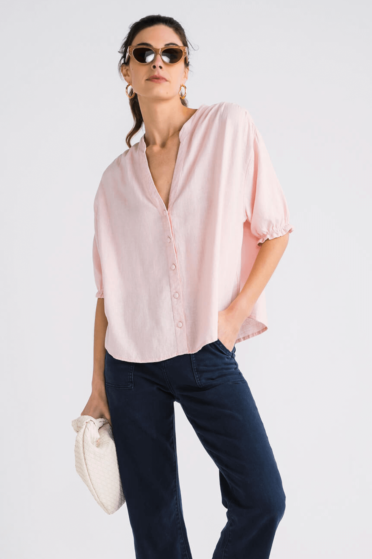 Risen Split Neck Linen Top