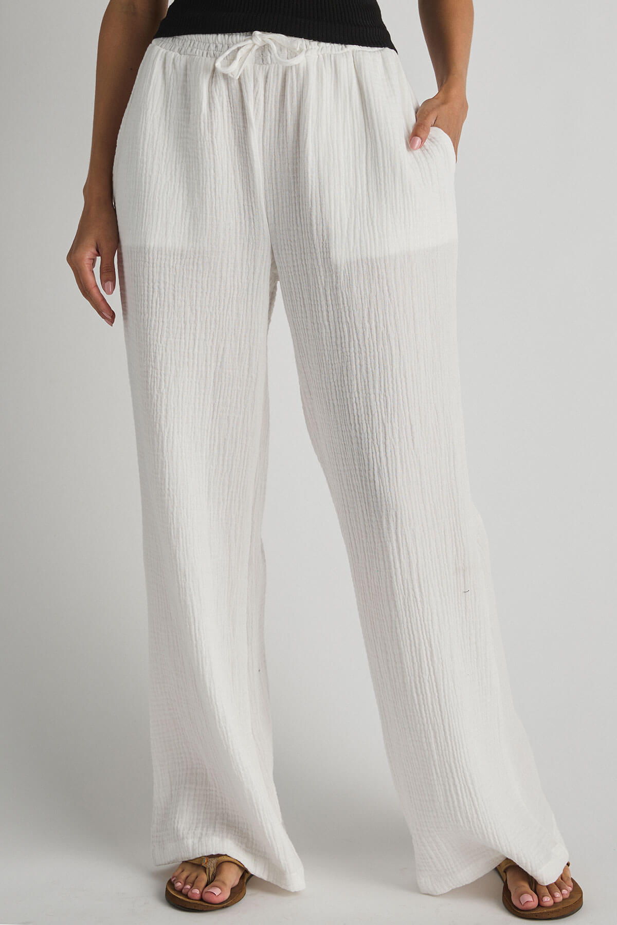 Ocean Drive Gauze Wideleg Beach Pants