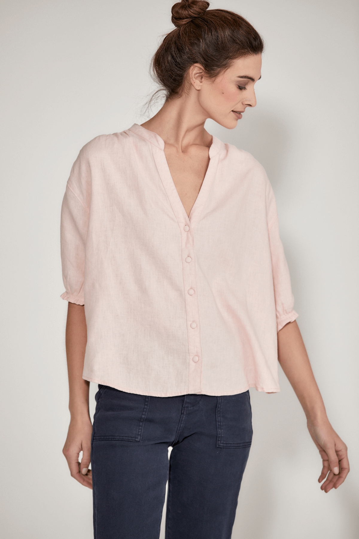 Risen Split Neck Linen Top