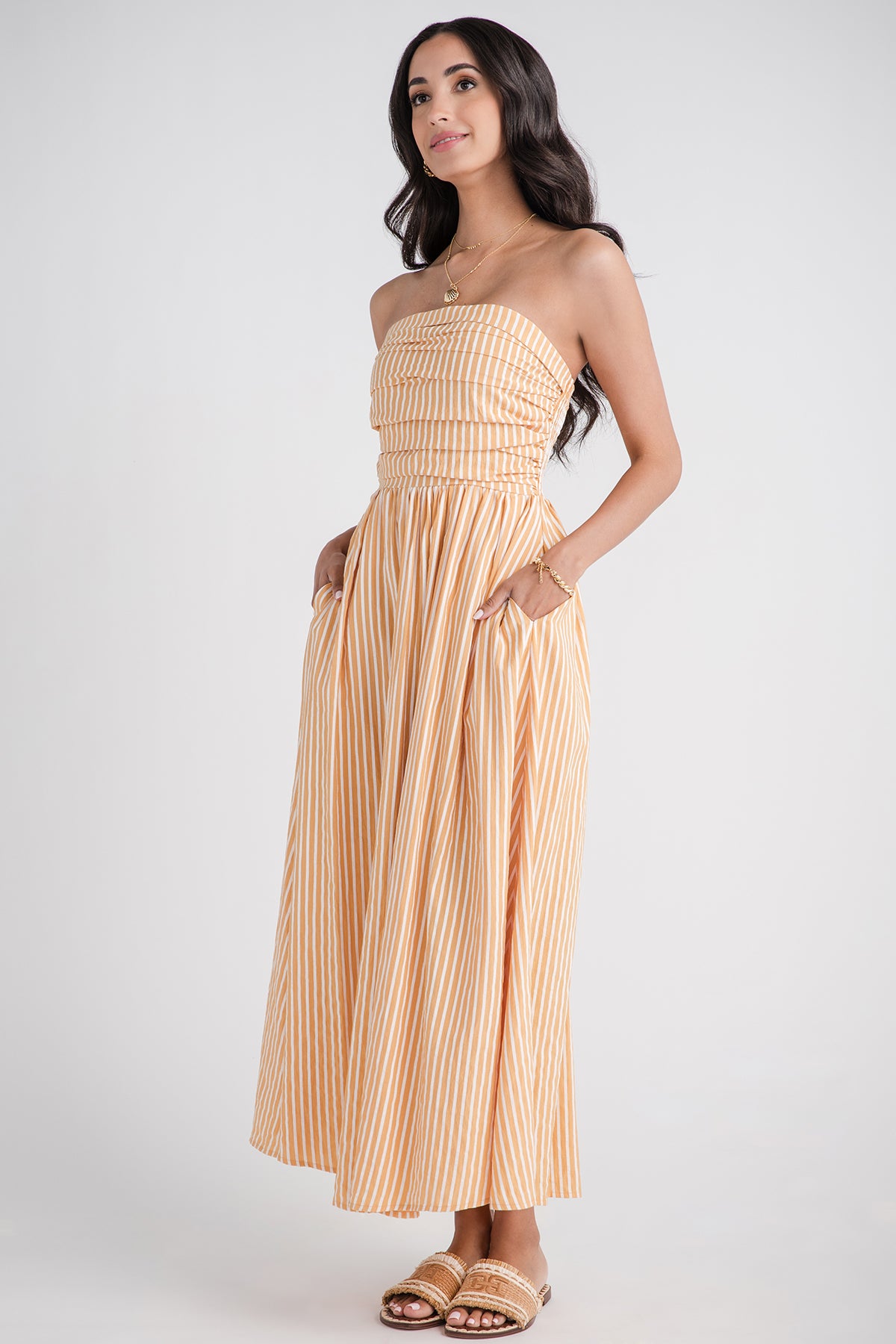 By Together Striped Strapless Dress