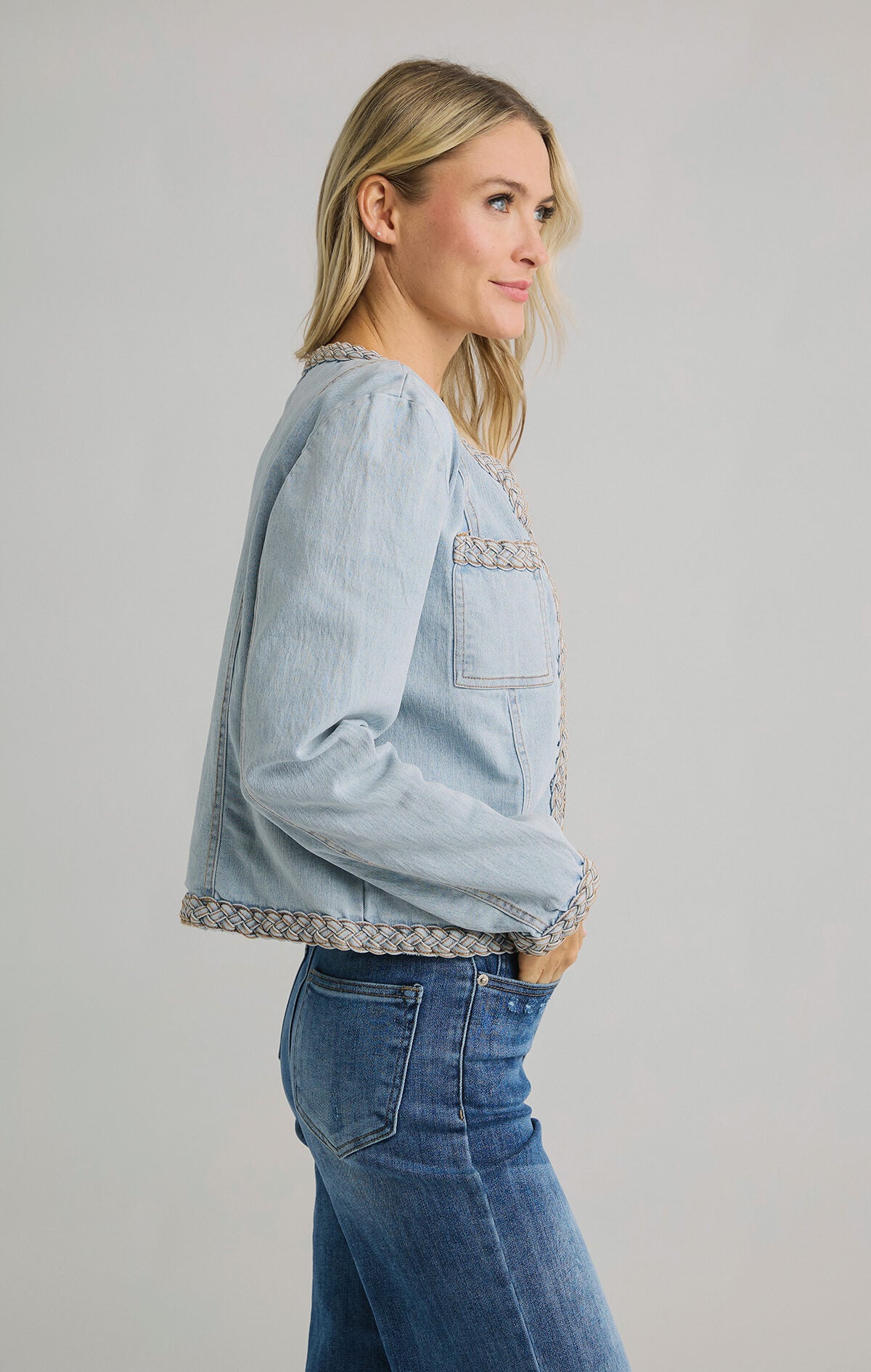 Fate Braided Trim Denim Jacket