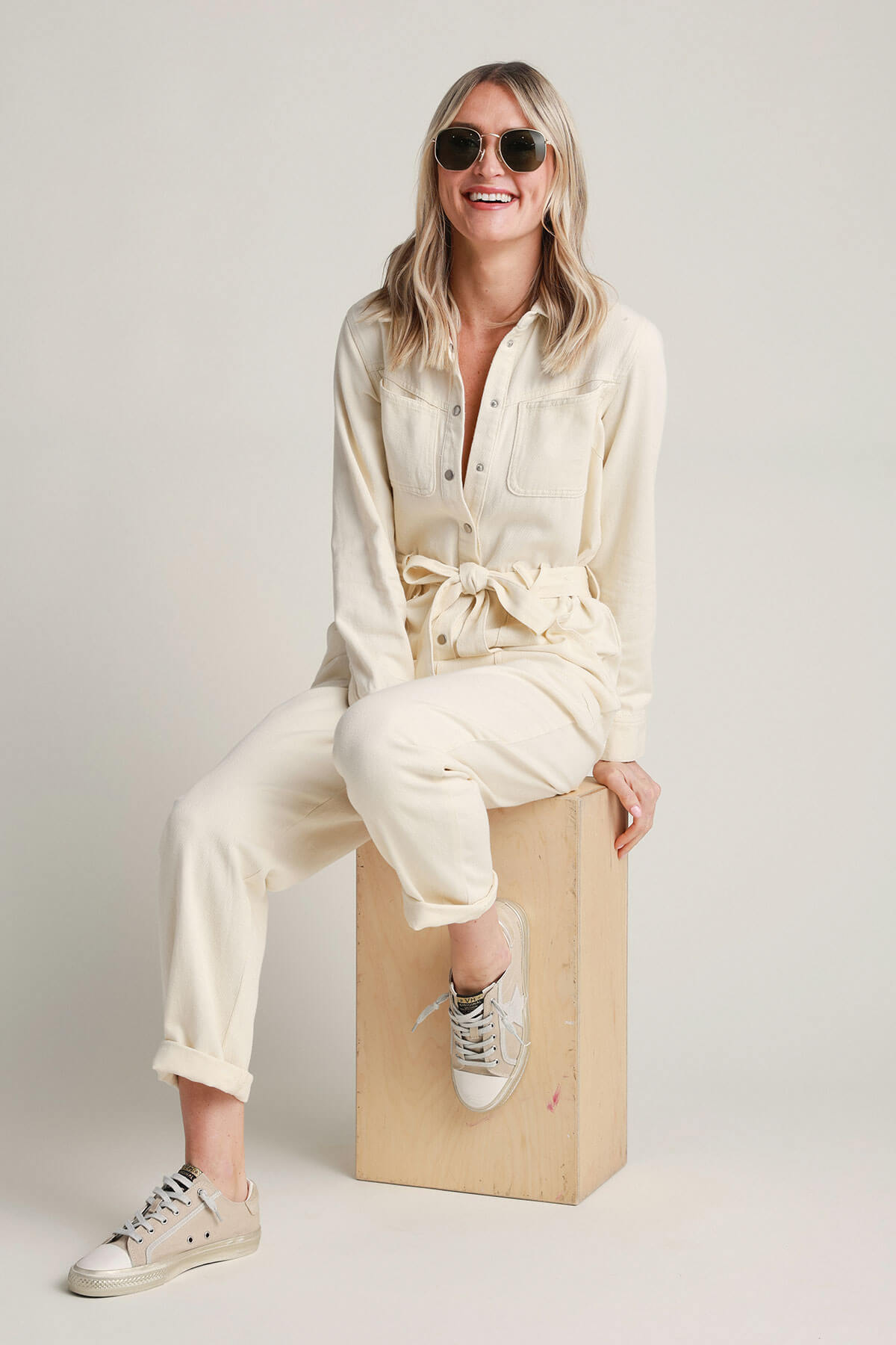 Skies Are Blue Long Sleeve Utility Jumpsuit