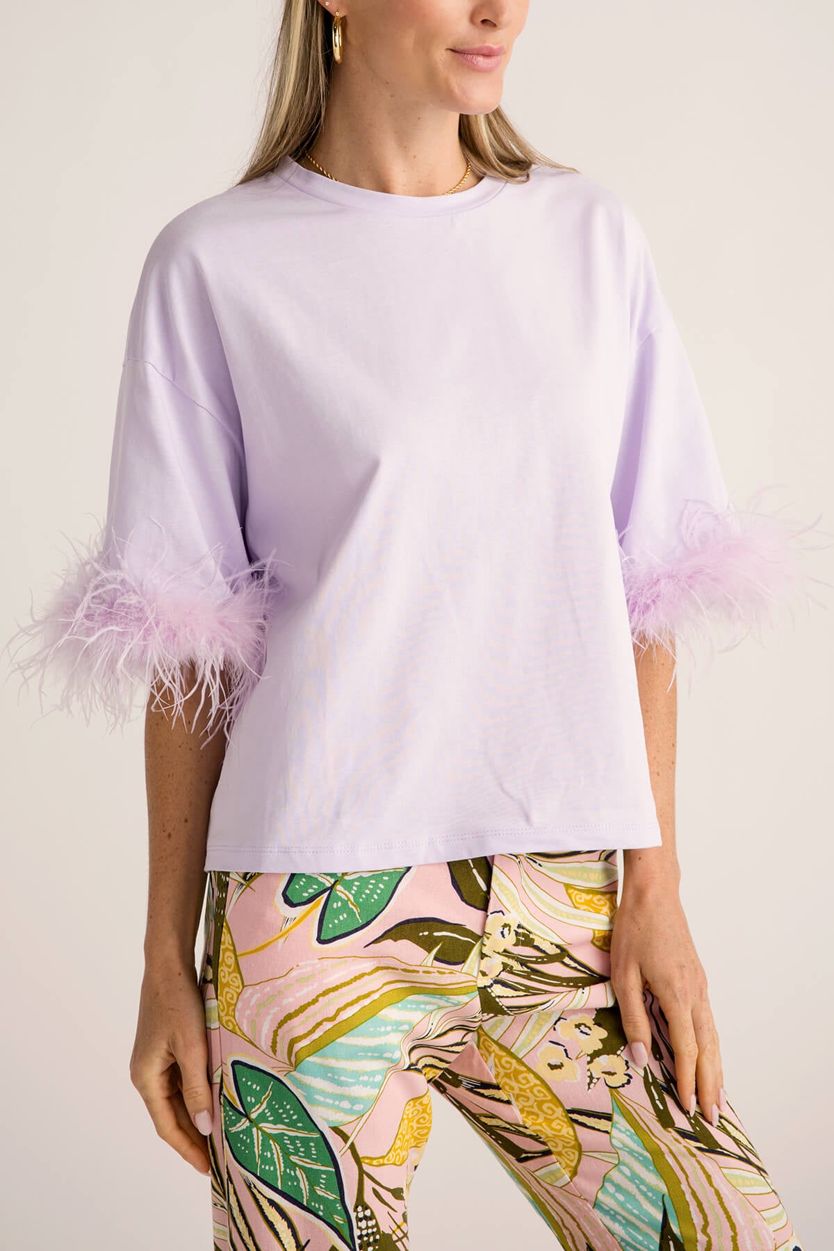 Vine and Love Feather Detail Top