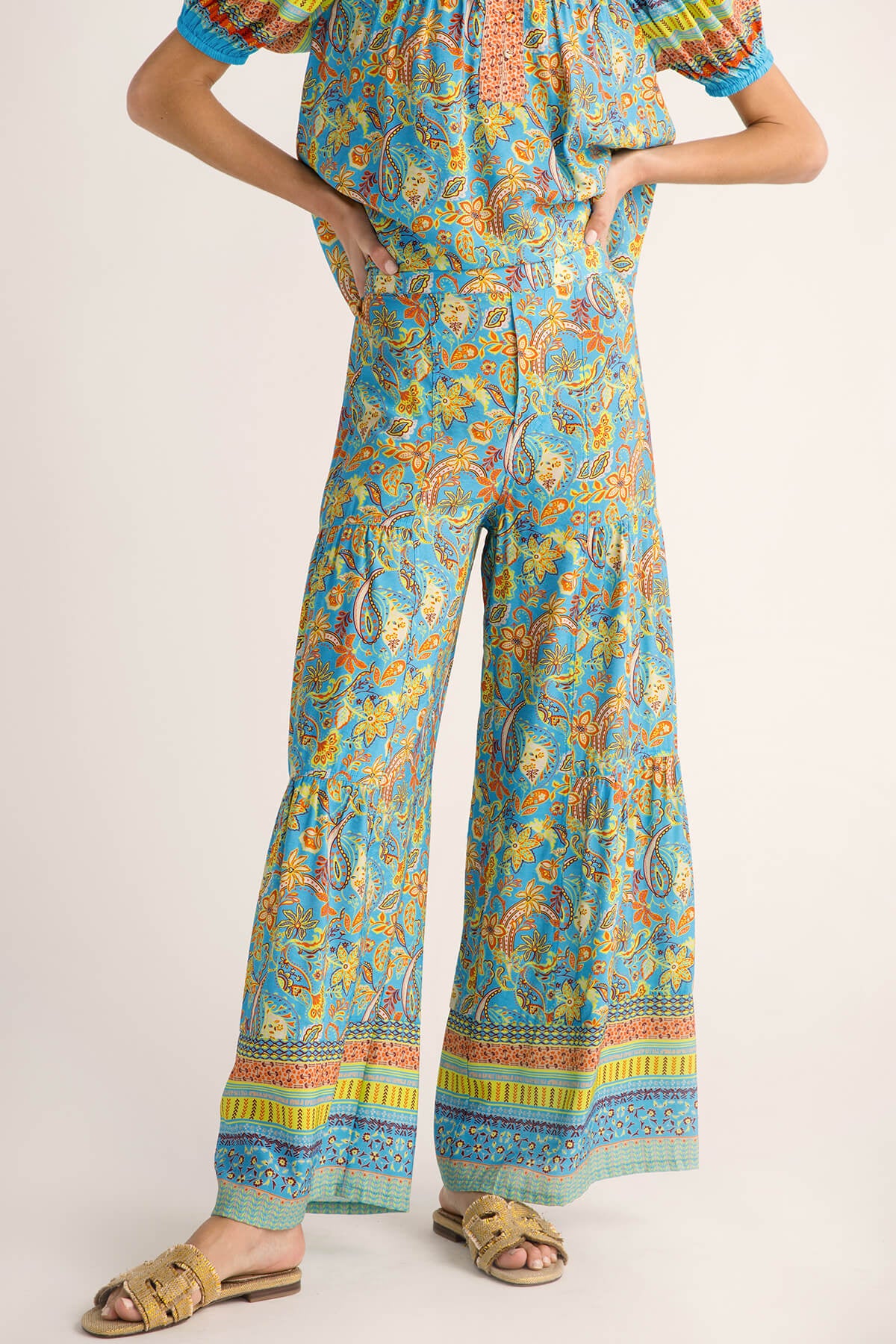 Current Air Paisley Border Printed Wideleg Pants