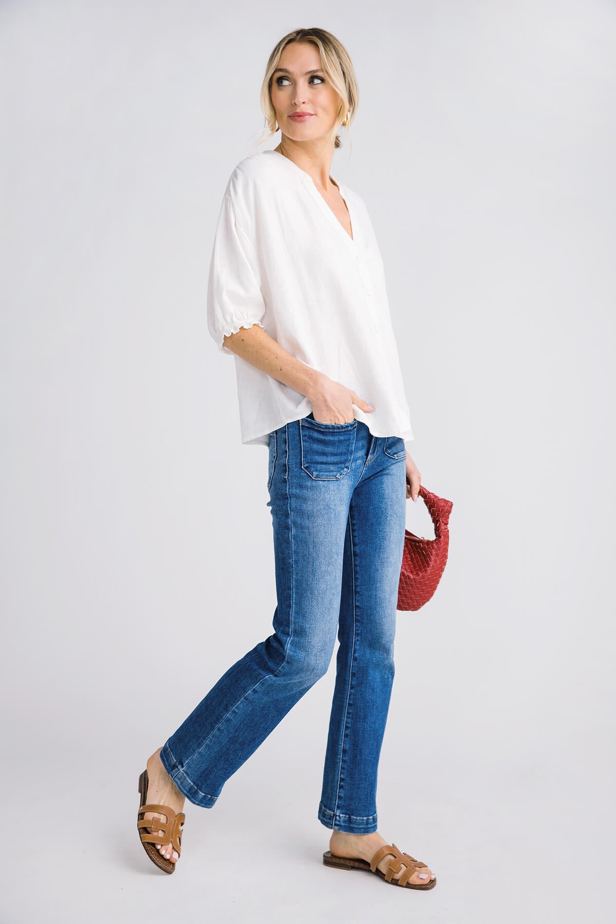 Risen Split Neck Linen Top