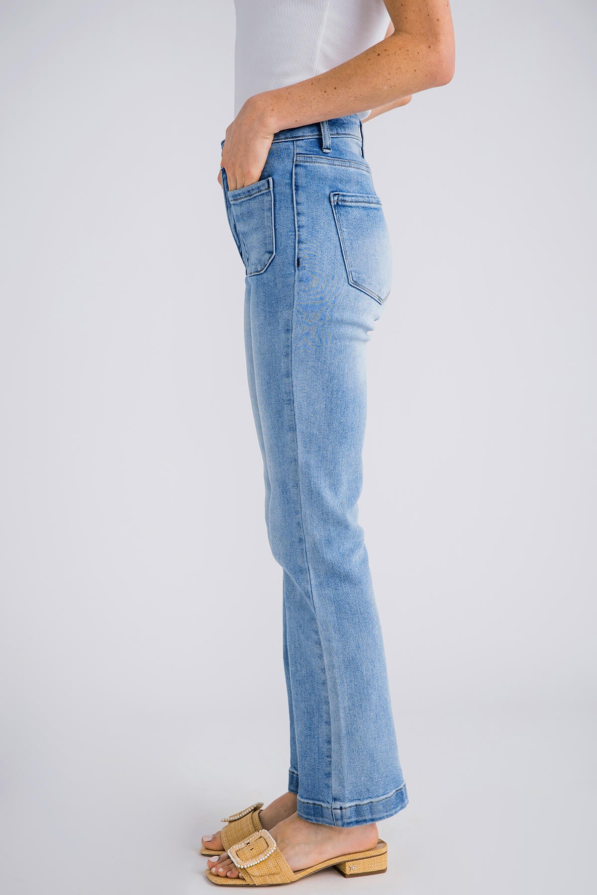 Risen Camille High Rise Patch Pocket Straight Jeans