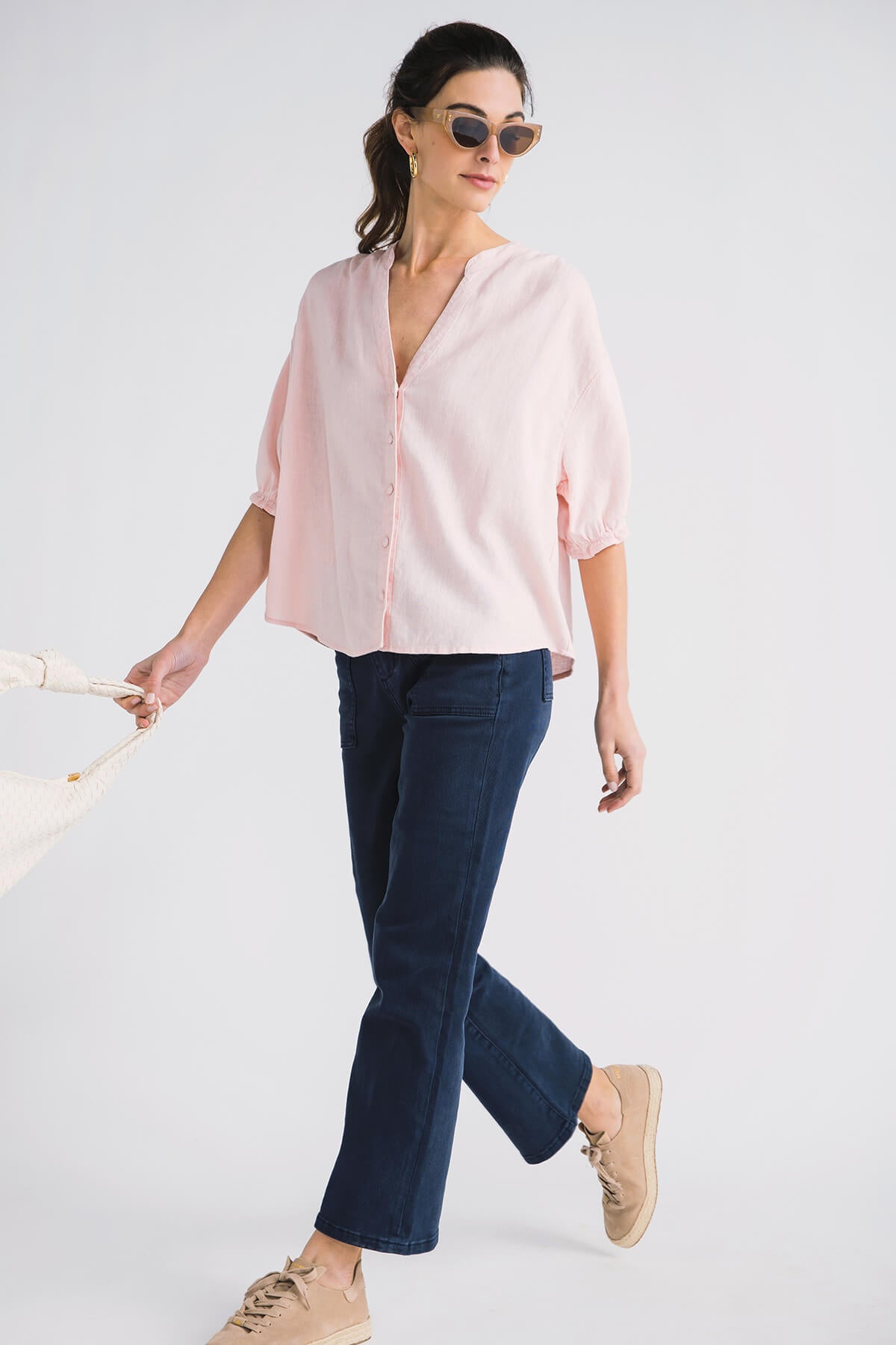 Risen Split Neck Linen Top