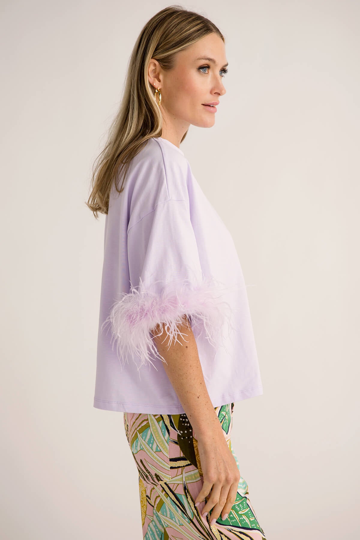 Vine and Love Feather Detail Top