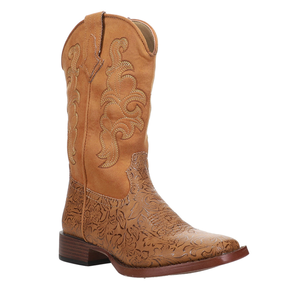 Kacey Embossed Square Toe Cowboy Boots