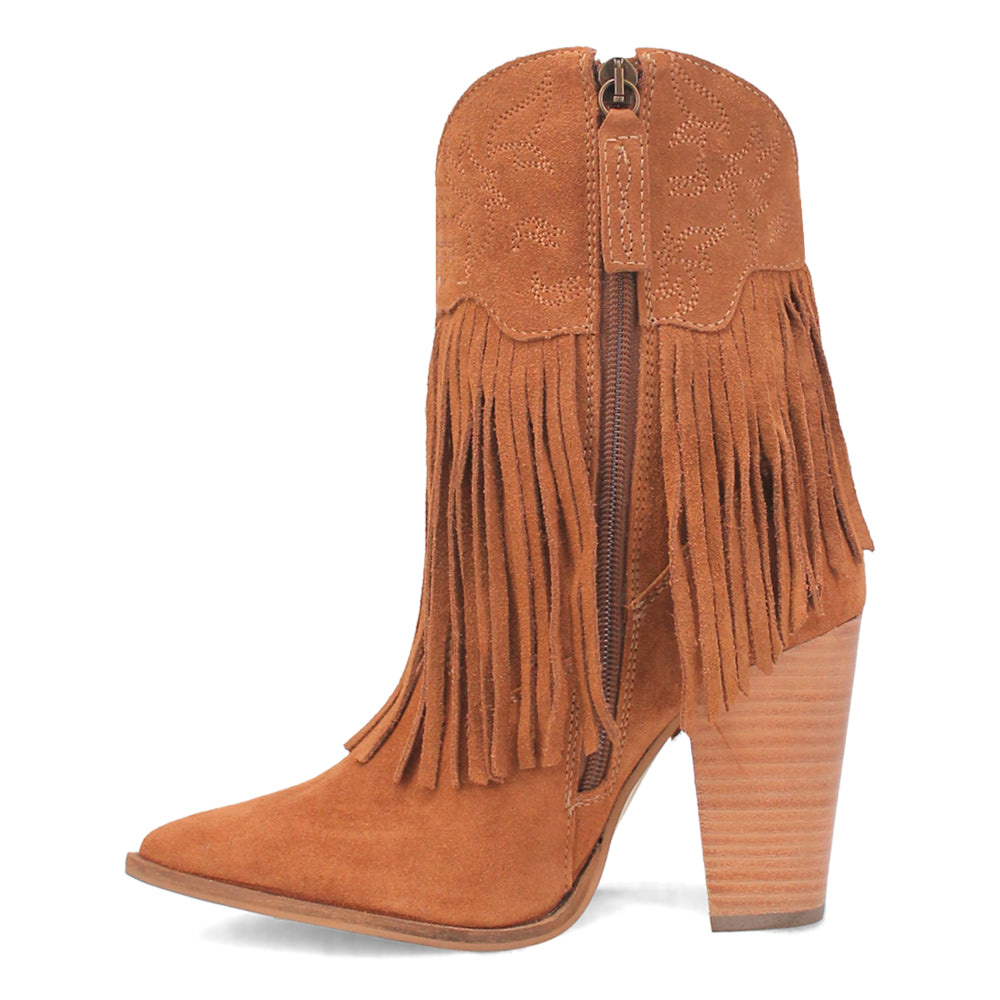 Crazy Train Fringe Embroidery Snip Toe Cowboy Booties