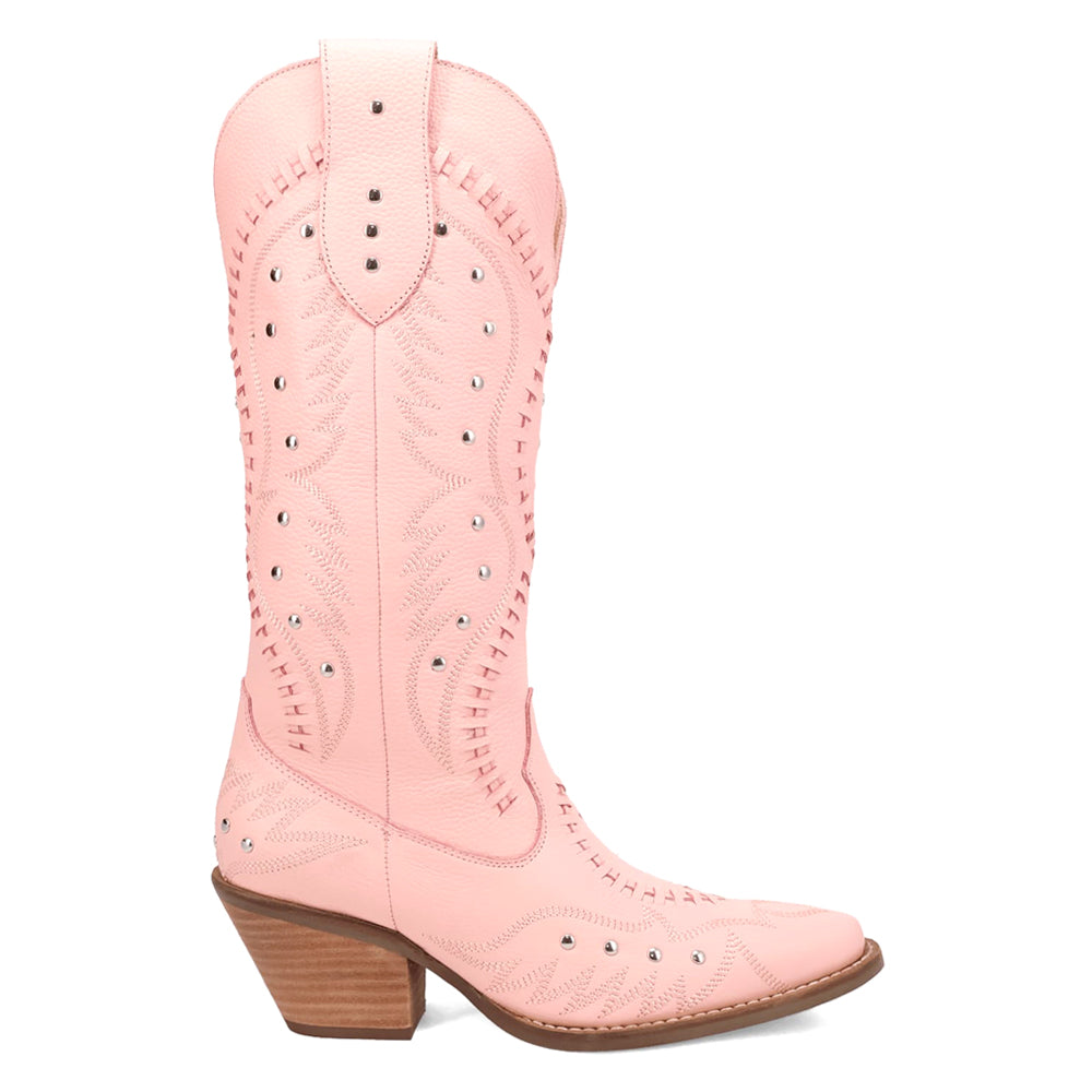 Pretty N' Pink Embroidered Studded Snip Toe Cowboy Boots