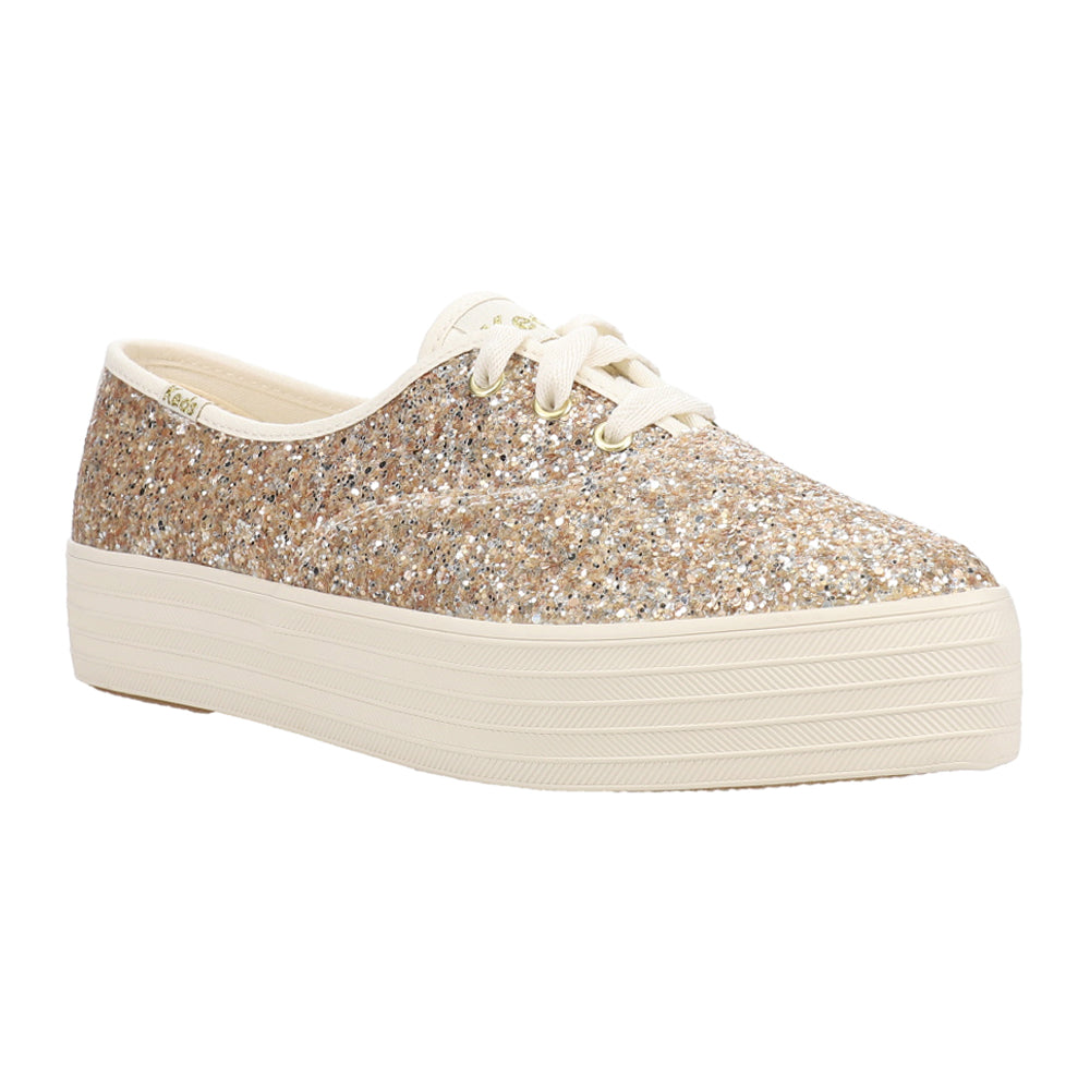 Point Glitter Lace Up Platform Sneakers