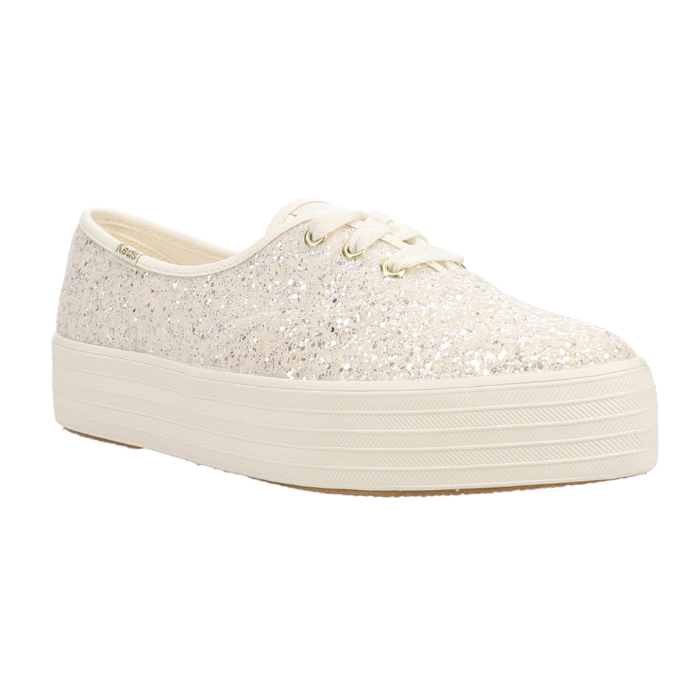 Point Glitter Lace Up Platform Sneakers