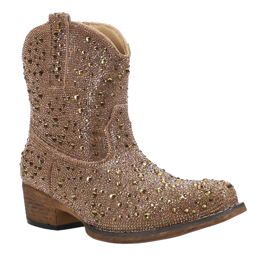 Shay Jewells Ankle Rhinestone Snip Toe Cowboy Booties