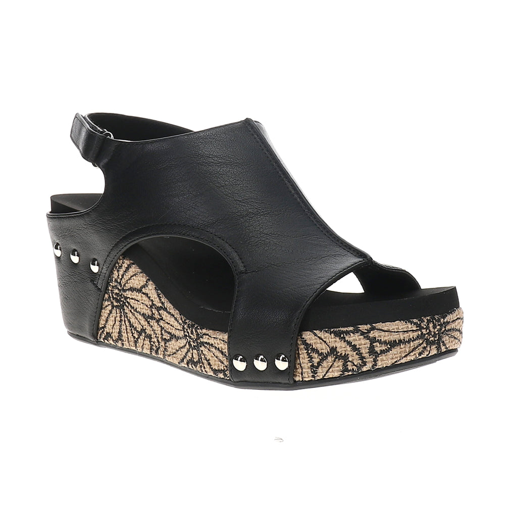 Carley Floral Studded Wedge Sandals