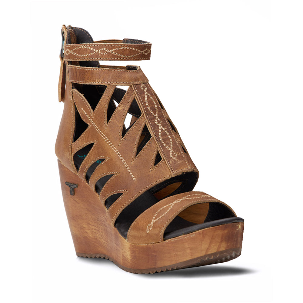 Becca Cut Out Embroidered Wedge Sandals