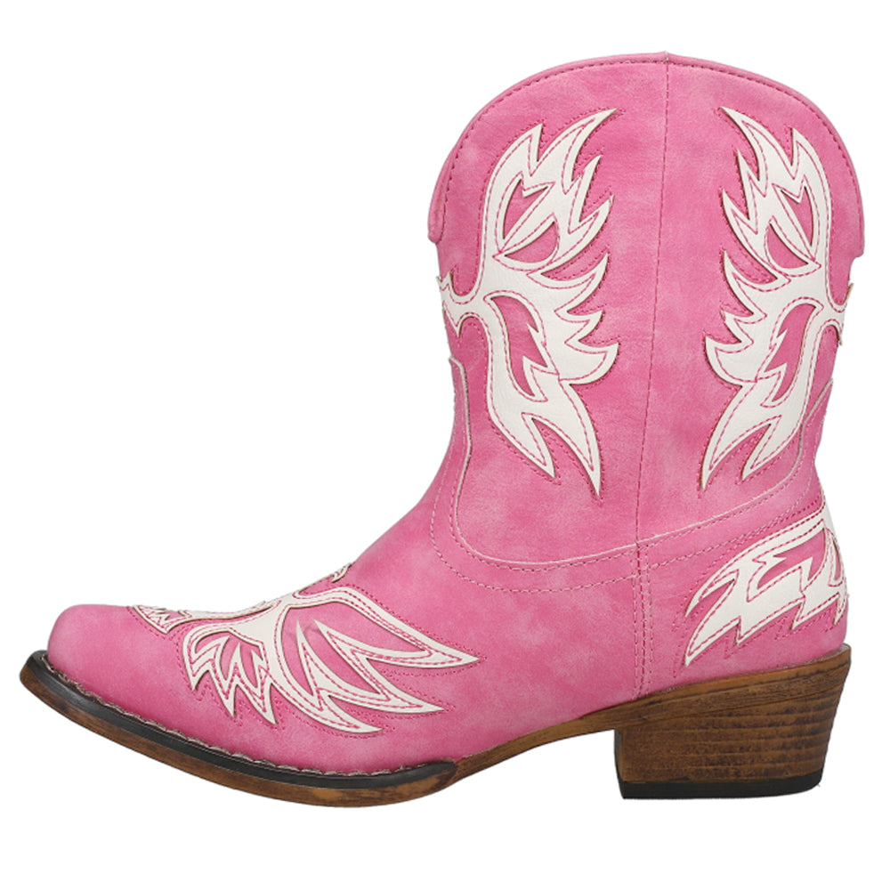 Amelia Tooled Inlay Snip Toe Cowboy Booties