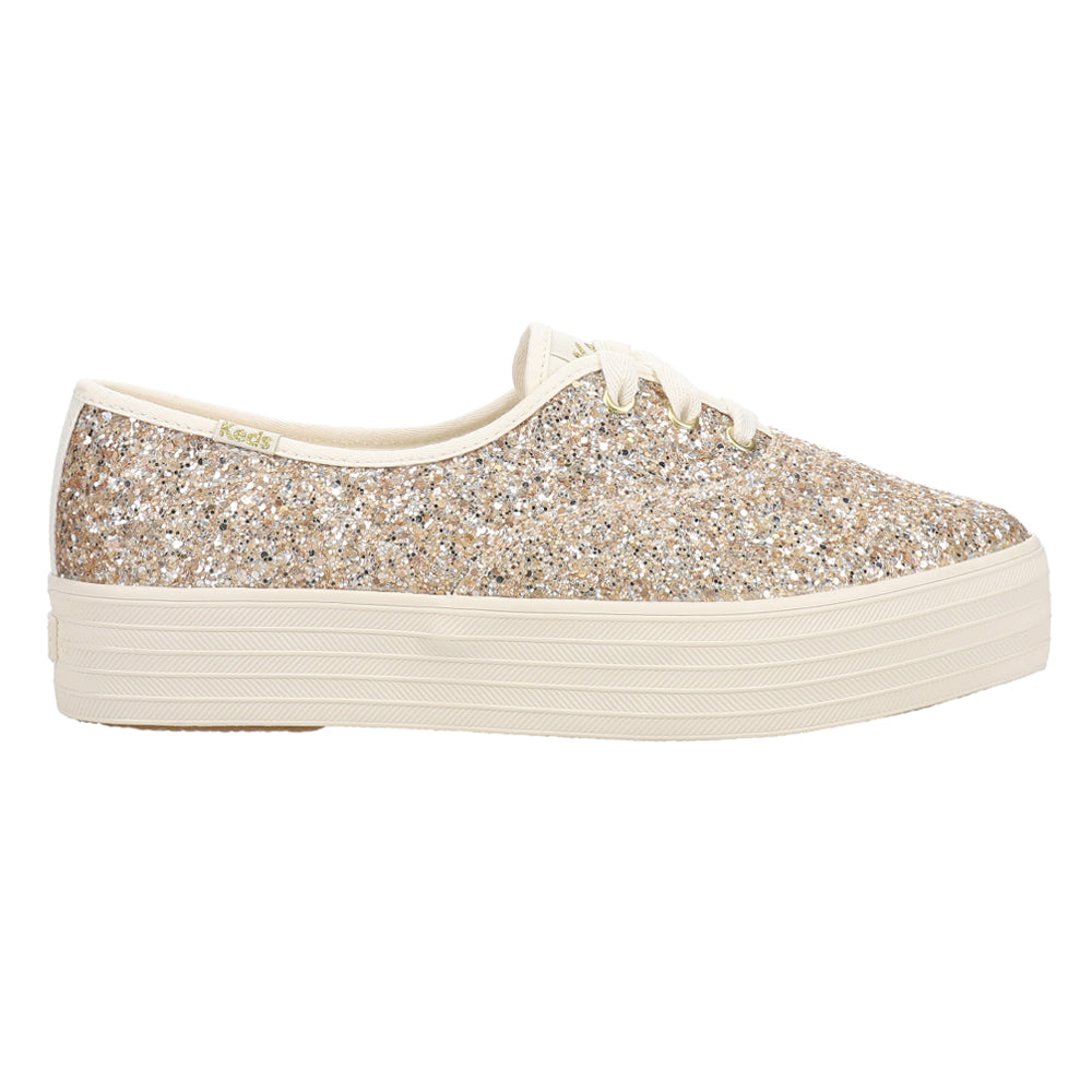 Point Glitter Lace Up Platform Sneakers