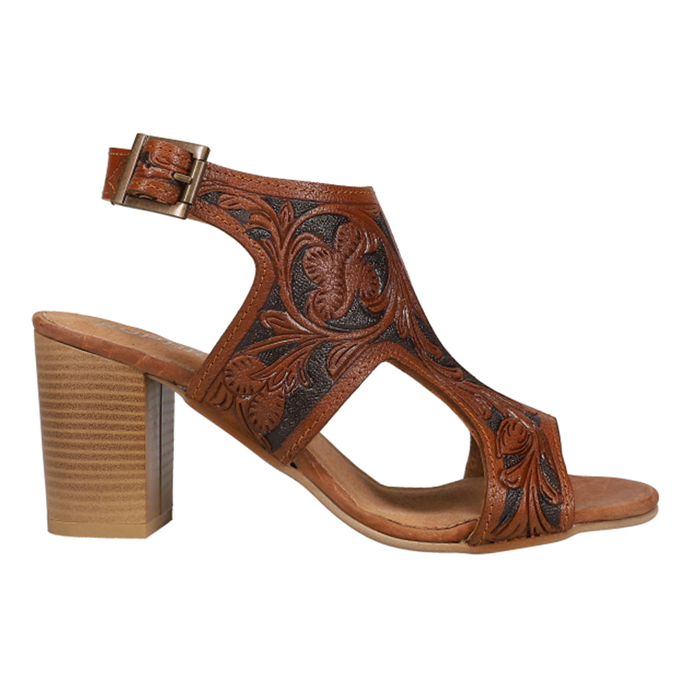 Mika II Floral Embossed Block Heel Sandals