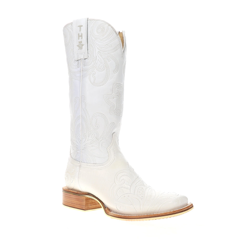 White Wedding Square Toe Cowboy Boots