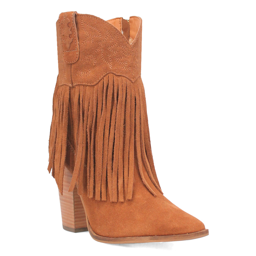 Crazy Train Fringe Embroidery Snip Toe Cowboy Booties