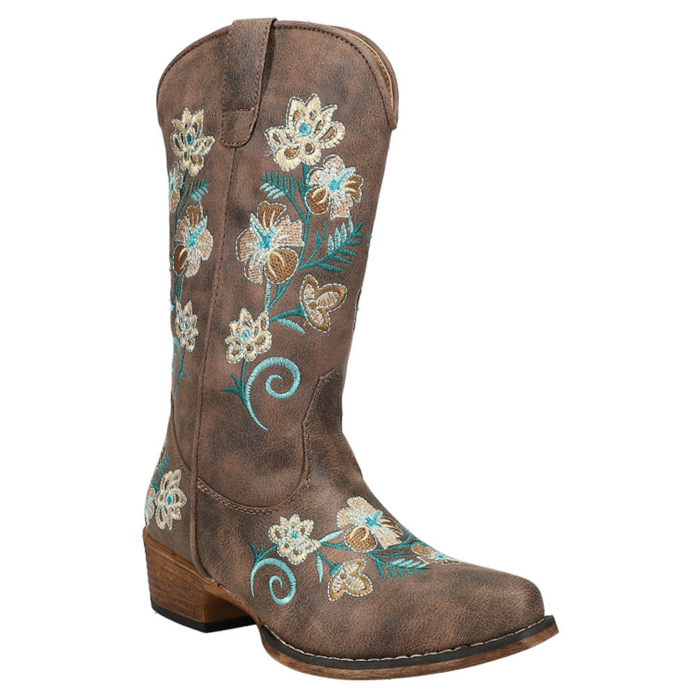 Riley Floral Embroidery Snip Toe Cowboy Boots