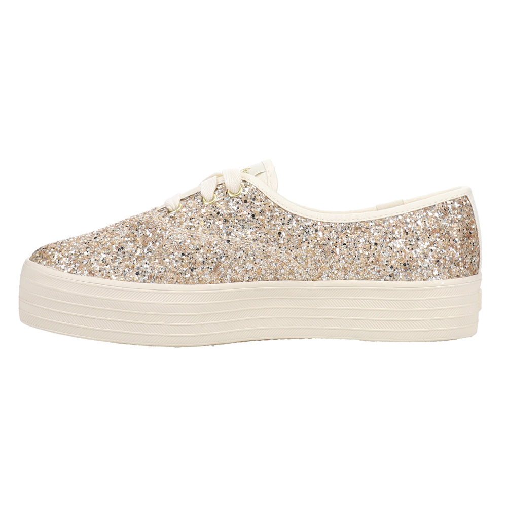 Point Glitter Lace Up Platform Sneakers