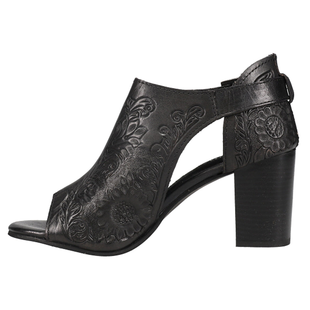 Mika Floral Embossed Peep toe Block Heel Pumps