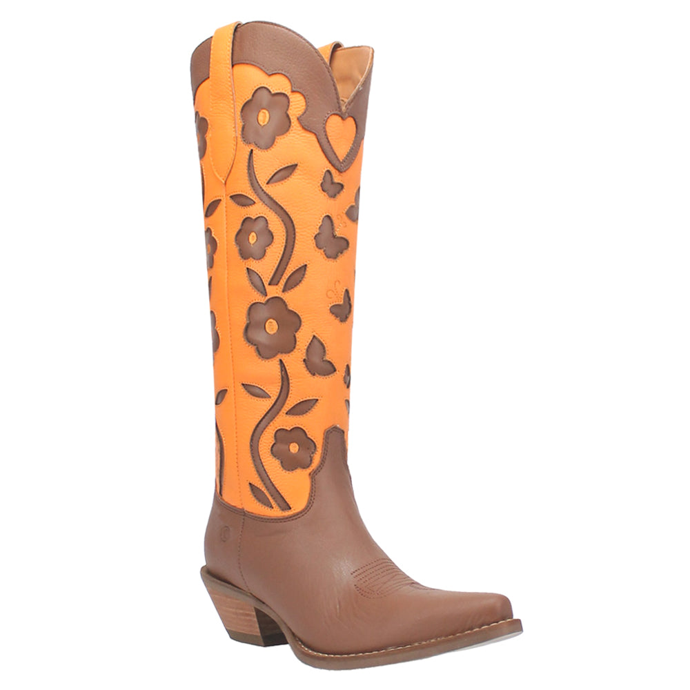 Goodness Gracious Tooled-Inlay Floral Snip Toe Cowboy Boots