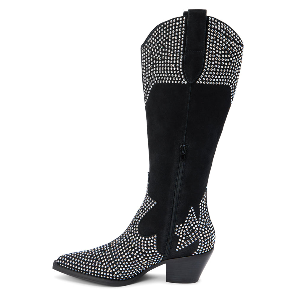 Dumplin Rhinestone Studded Pointed Toe Cowboy Boots