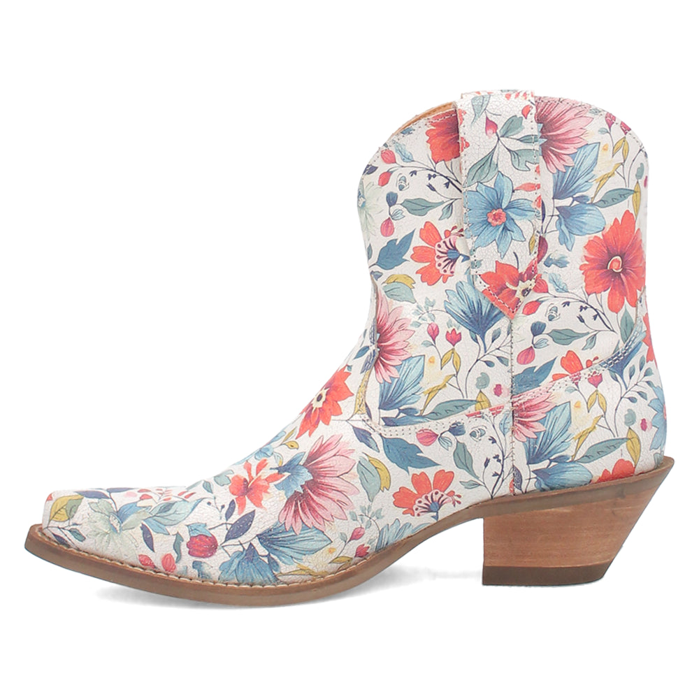 Pixie Rose Floral Leather Snip Toe Cowboy Booties