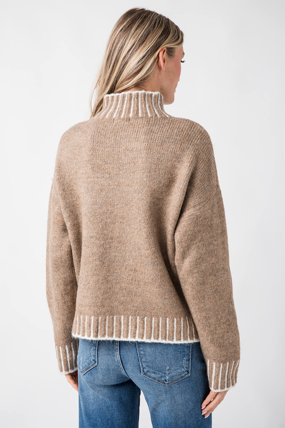 Elan Stitching Detail Turtleneck