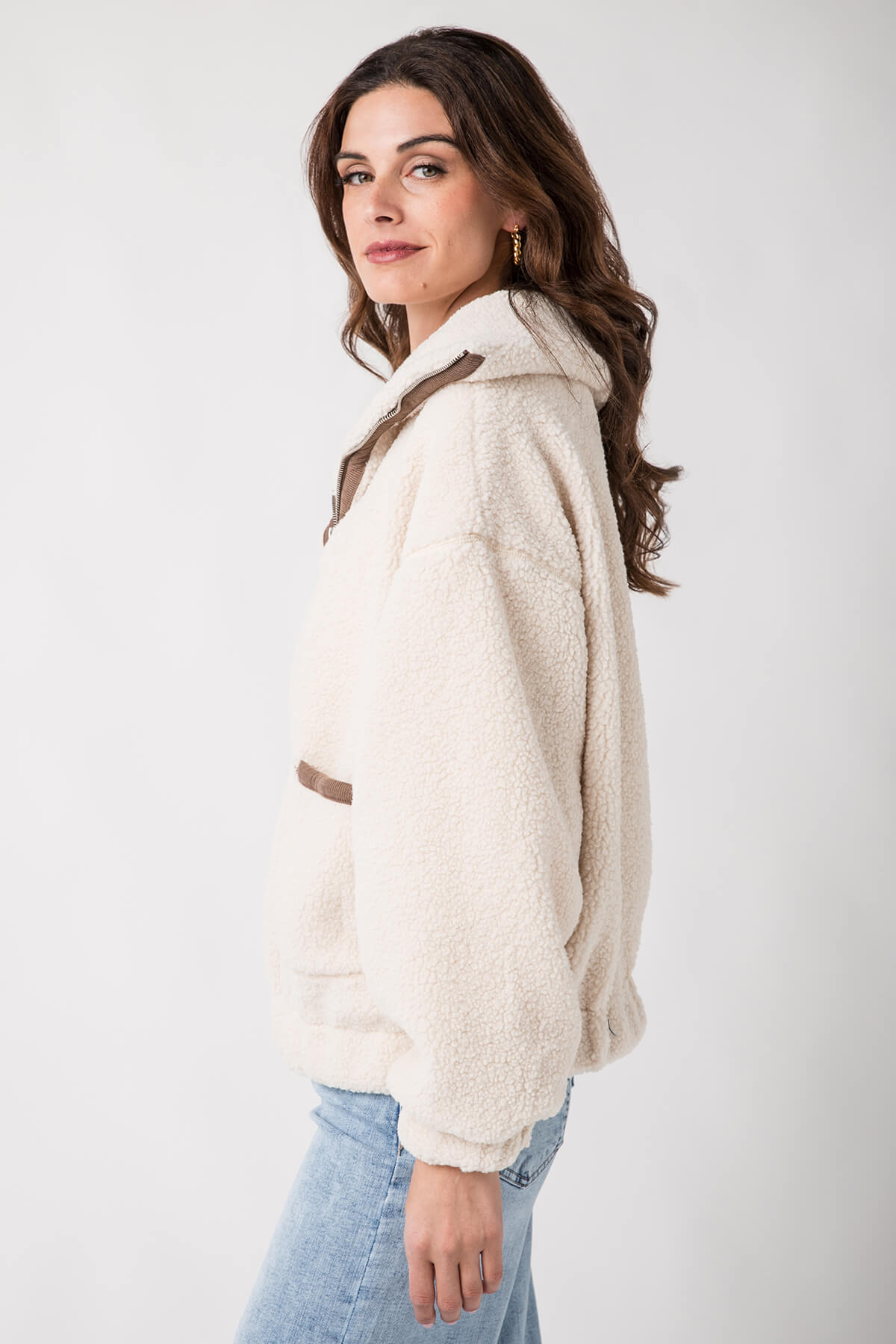 Promesa Solid Sherpa Fleece Half-Zip Pullover Jacket