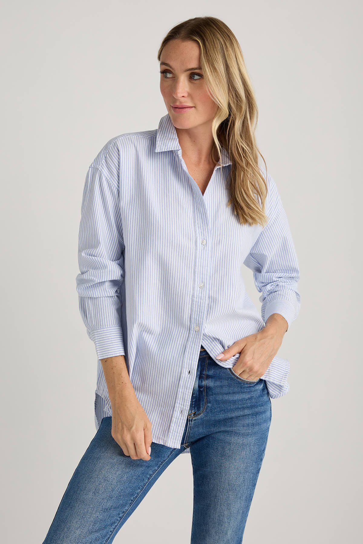 Beach Lunch Lounge Striped Button Down Shirt