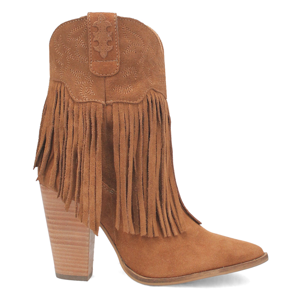 Crazy Train Fringe Embroidery Snip Toe Cowboy Booties