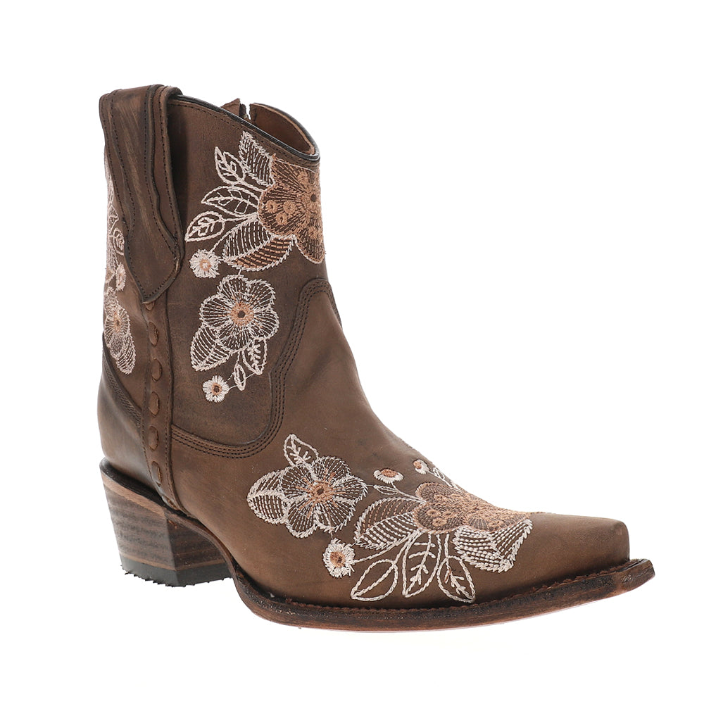 Floral Embroidered Snip Toe Cowboy Booties