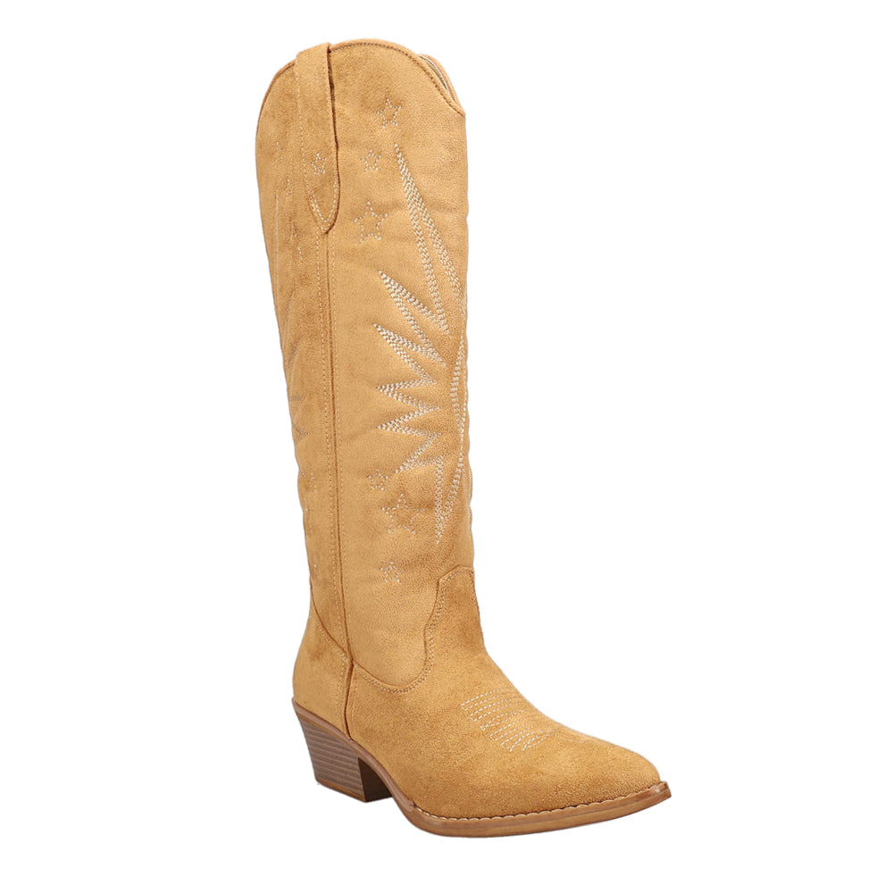 Starburst Narrow Pointed Toe Embroidered Cowboy Boots