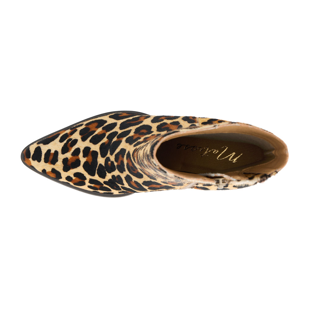 Gabbie Leopard Print Pointed Toe Zippered Booties