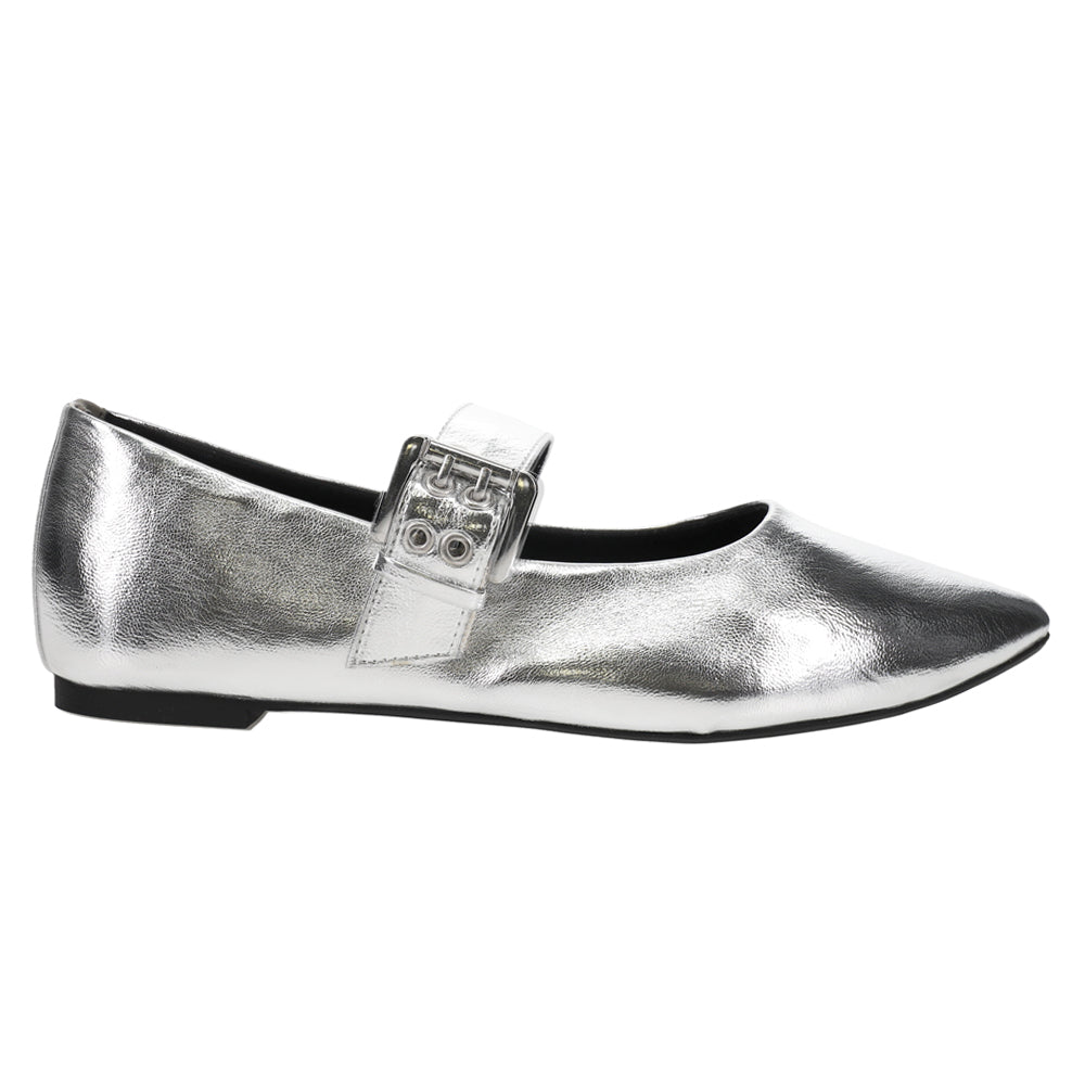 Spinning Around Metallic Mary Jane Flats