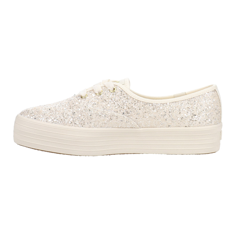 Point Glitter Lace Up Platform Sneakers