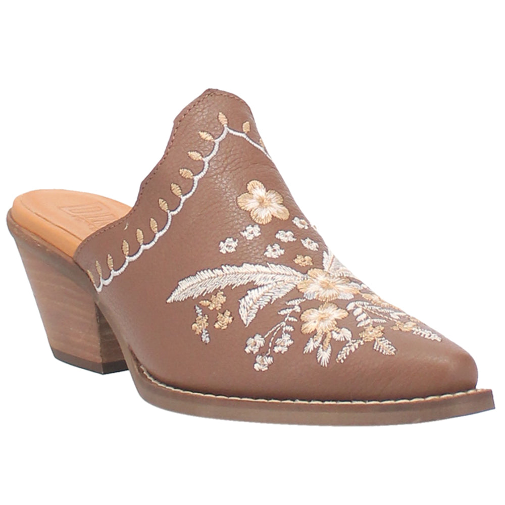 Wildflower Floral Embroidered Round Toe Mule Booties