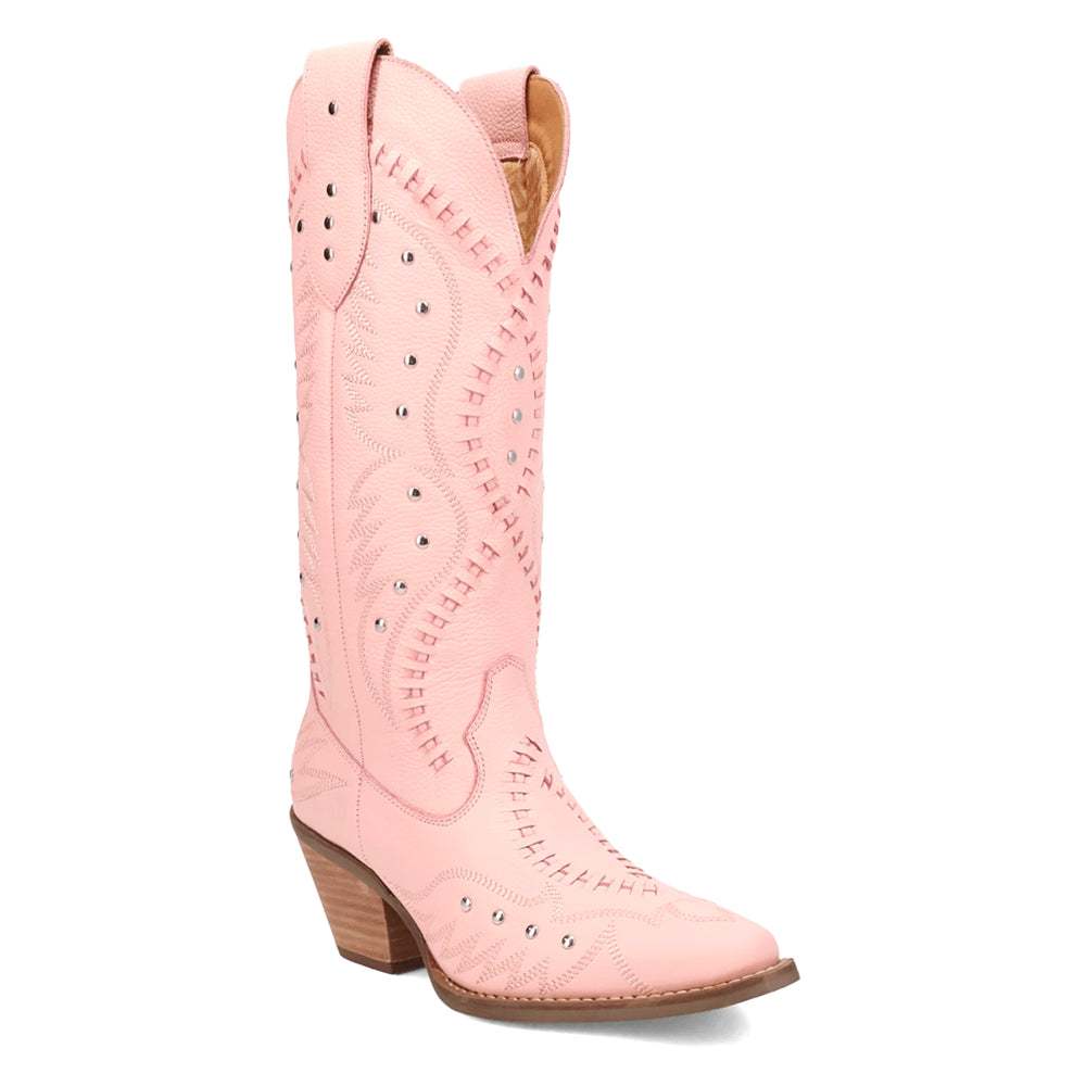 Pretty N' Pink Embroidered Studded Snip Toe Cowboy Boots