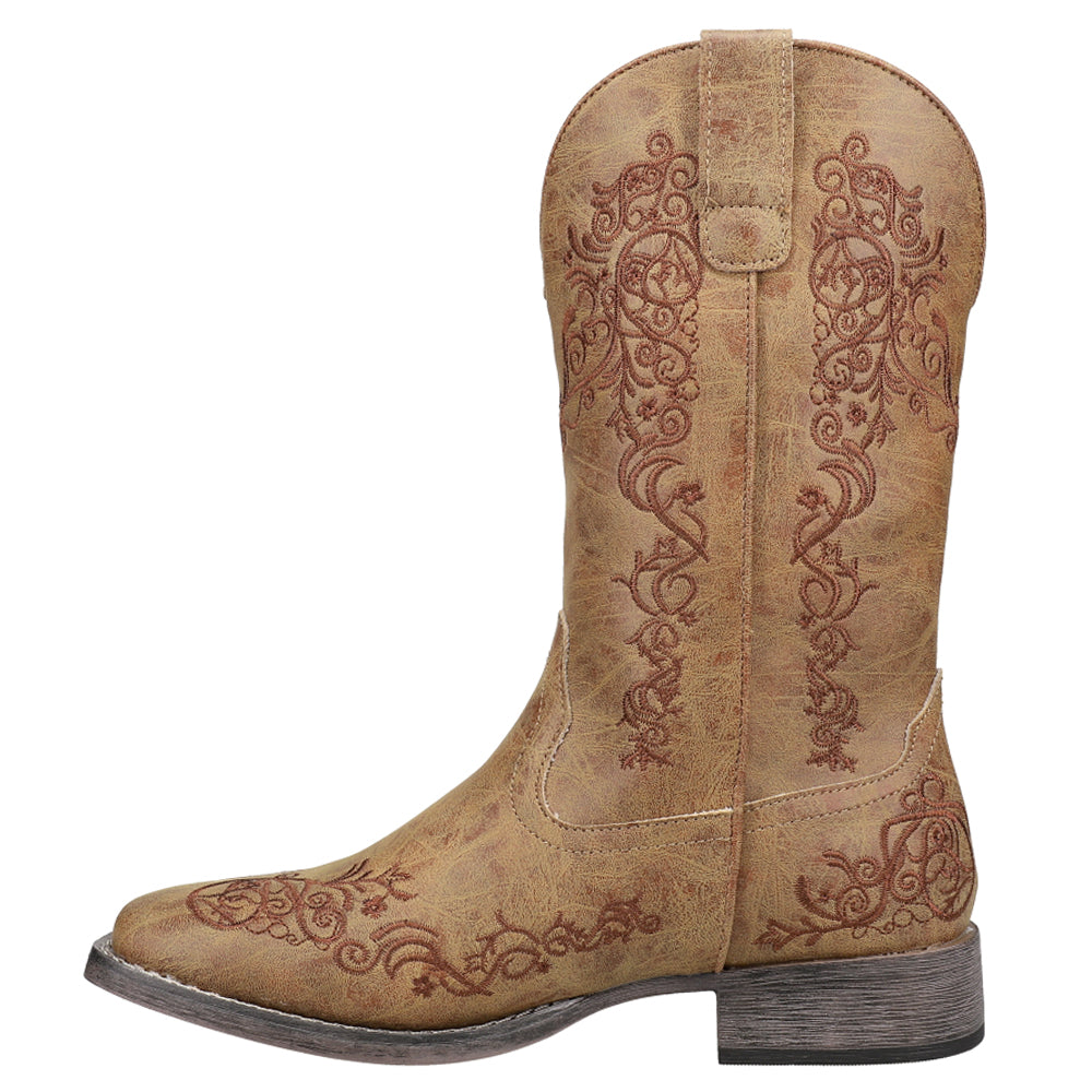 Riley Scroll Embroidered Snip Toe Cowboy Boots