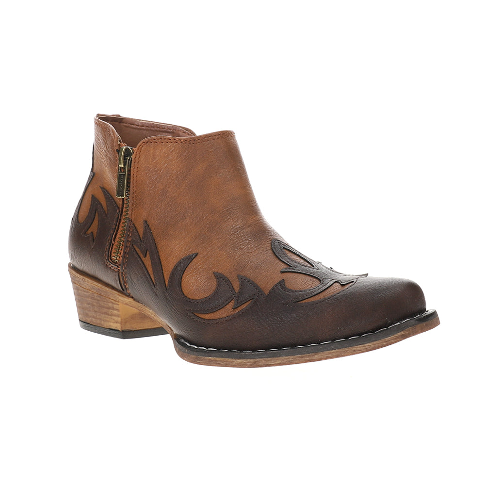 Lorene Tooled Inlay Snip Toe Cowboy Booties