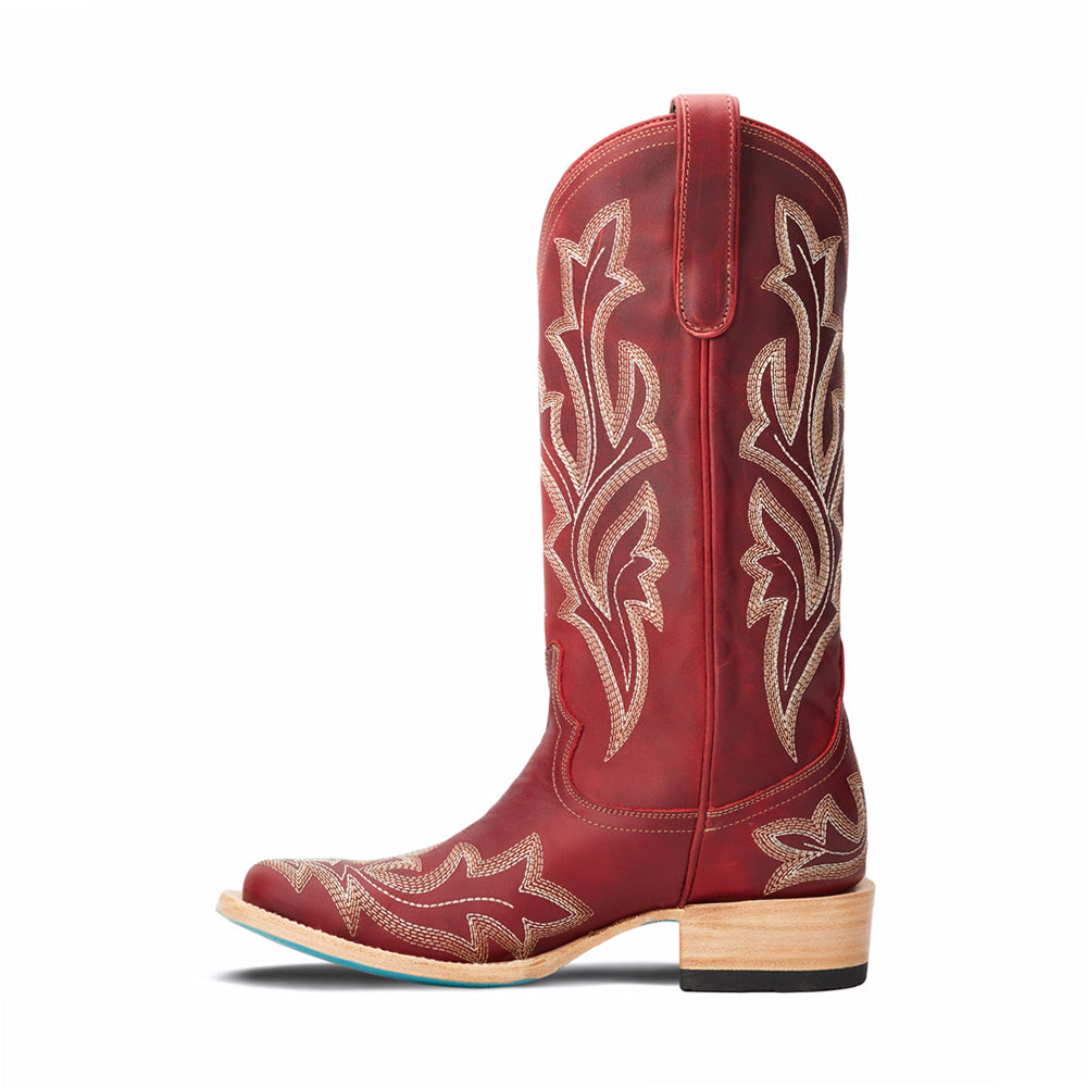 Saratoga Embroidered Square Toe Cowboy Boots