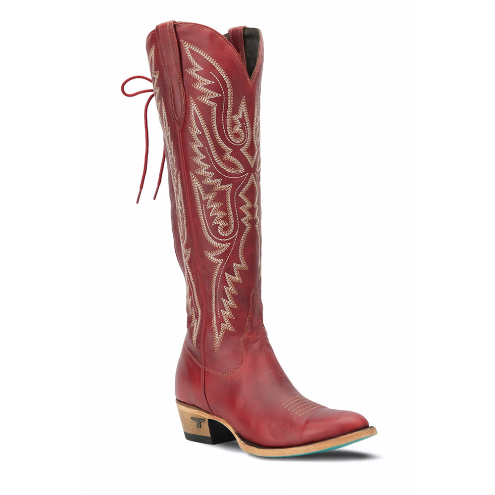 Monica Knee High Corset Embroidered Round Toe Zippered Cowboy Boots